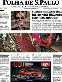 Capa do jornal Folha de S.Paulo 18/11/2018