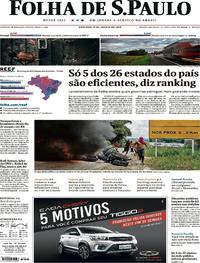 Capa do jornal Folha de S.Paulo 19/08/2018