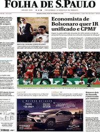 Capa do jornal Folha de S.Paulo 19/09/2018