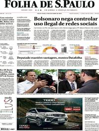 Capa do jornal Folha de S.Paulo 19/10/2018
