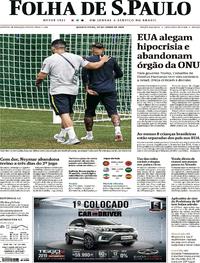 Capa do jornal Folha de S.Paulo 20/06/2018