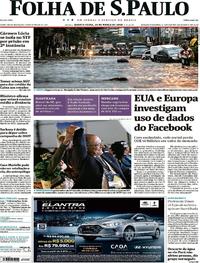 Capa do jornal Folha de S.Paulo 21/03/2018