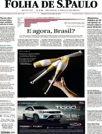 Capa do jornal Folha de S.Paulo 21/04/2018