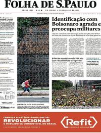 Capa do jornal Folha de S.Paulo 22/10/2018