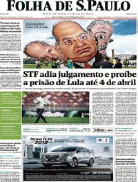 Capa do jornal Folha de S.Paulo 23/03/2018