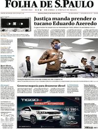 Capa do jornal Folha de S.Paulo 23/05/2018