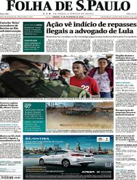 Capa do jornal Folha de S.Paulo 24/02/2018