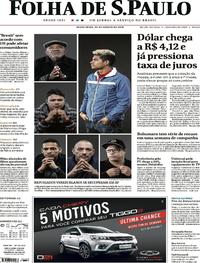 Capa do jornal Folha de S.Paulo 24/08/2018