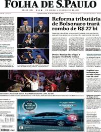 Capa do jornal Folha de S.Paulo 24/10/2018