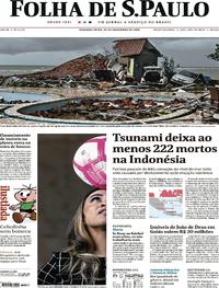 Capa do jornal Folha de S.Paulo 24/12/2018
