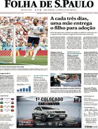 Capa do jornal Folha de S.Paulo 25/06/2018