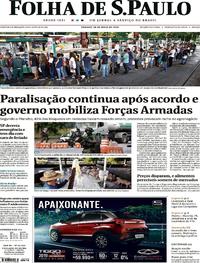 Capa do jornal Folha de S.Paulo 26/05/2018