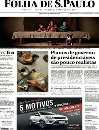 Capa do jornal Folha de S.Paulo 26/08/2018