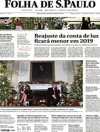 Capa do jornal Folha de S.Paulo 26/12/2018