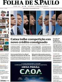 Capa do jornal Folha de S.Paulo 27/09/2018