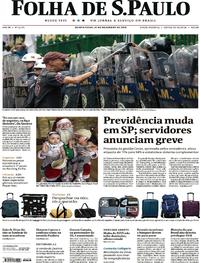 Capa do jornal Folha de S.Paulo 27/12/2018
