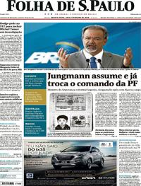 Capa do jornal Folha de S.Paulo 28/02/2018