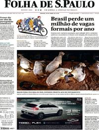 Capa do jornal Folha de S.Paulo 28/04/2018