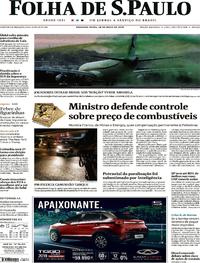 Capa do jornal Folha de S.Paulo 28/05/2018