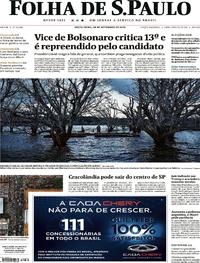 Capa do jornal Folha de S.Paulo 28/09/2018