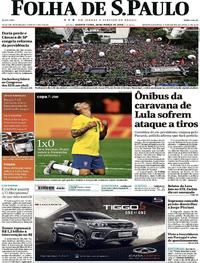 Capa do jornal Folha de S.Paulo 29/03/2018