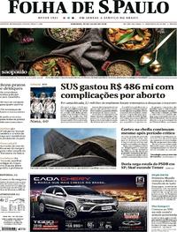 Capa do jornal Folha de S.Paulo 29/07/2018