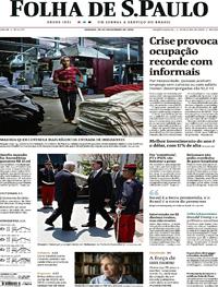 Capa do jornal Folha de S.Paulo 29/12/2018