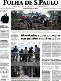Capa do jornal Folha de S.Paulo 30/04/2018
