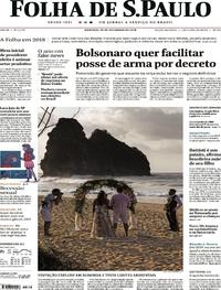 Capa do jornal Folha de S.Paulo 30/12/2018
