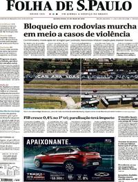 Capa do jornal Folha de S.Paulo 31/05/2018