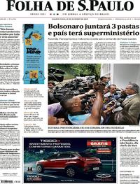 Capa do jornal Folha de S.Paulo 31/10/2018
