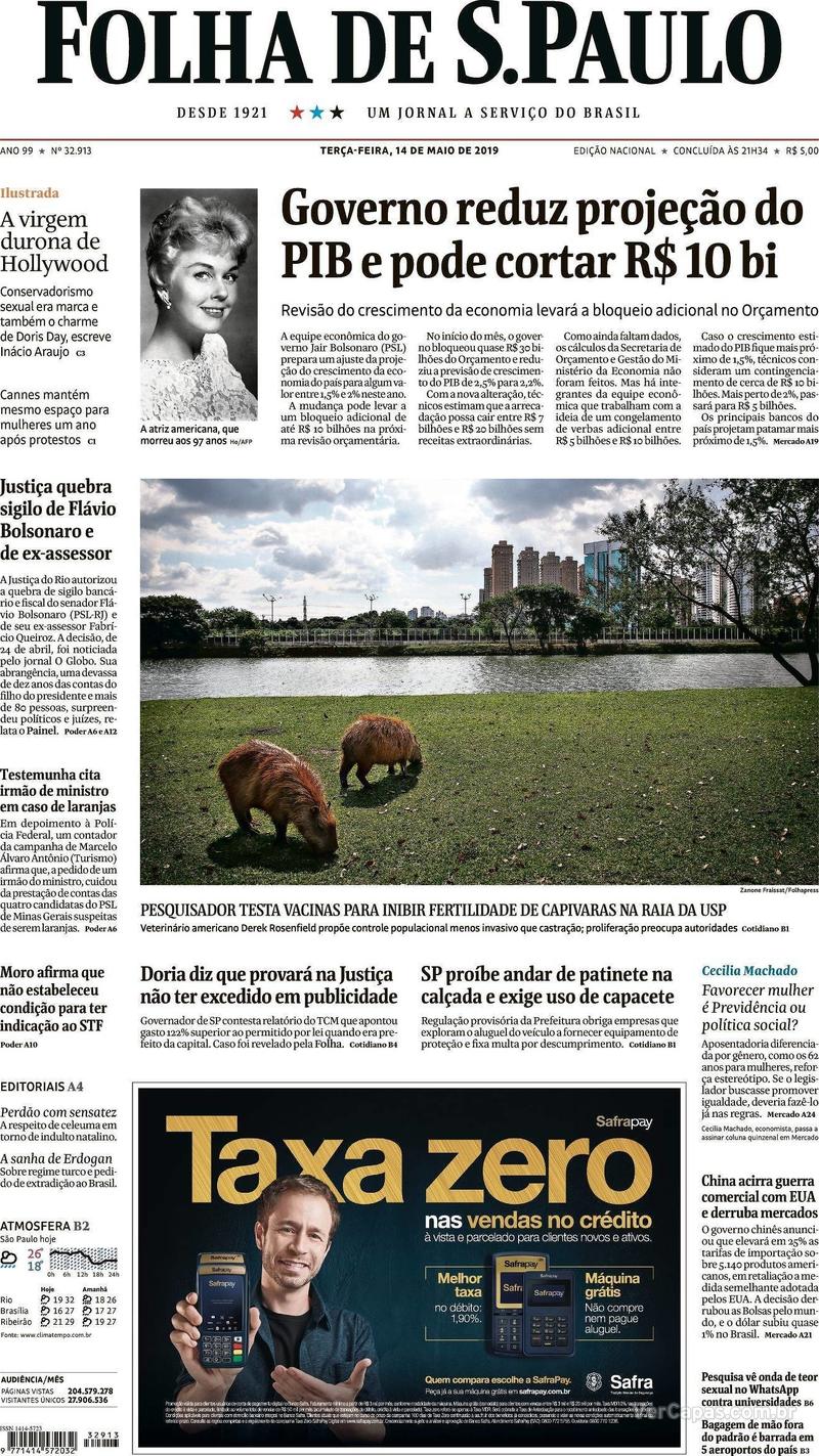 Capa Folha de S.Paulo 2019-05-14