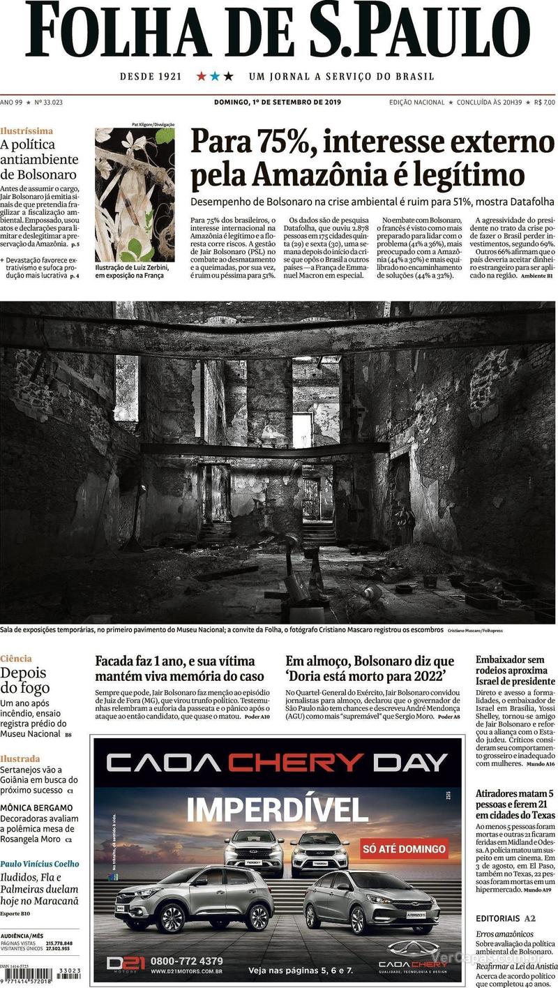 Capa jornal Folha de S.Paulo