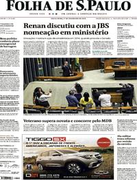 Capa do jornal Folha de S.Paulo 01/02/2019