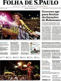 Capa do jornal Folha de S.Paulo 02/03/2019