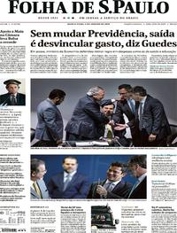 Capa do jornal Folha de S.Paulo 03/01/2019