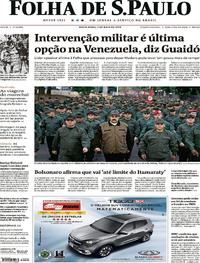 Capa do jornal Folha de S.Paulo 03/05/2019