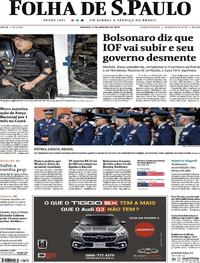Capa do jornal Folha de S.Paulo 05/01/2019