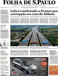 Capa do jornal Folha de S.Paulo 07/02/2019