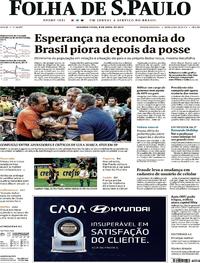 Capa do jornal Folha de S.Paulo 08/04/2019