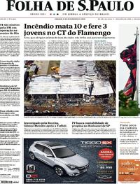 Capa do jornal Folha de S.Paulo 09/02/2019