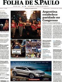 Capa do jornal Folha de S.Paulo 09/03/2019