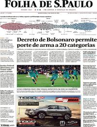 Capa do jornal Folha de S.Paulo 09/05/2019