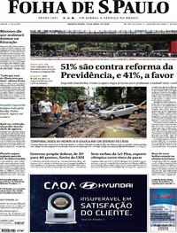 Capa do jornal Folha de S.Paulo 10/04/2019