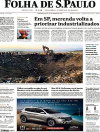 Capa do jornal Folha de S.Paulo 11/03/2019