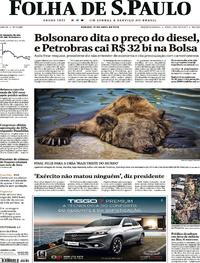 Capa do jornal Folha de S.Paulo 13/04/2019