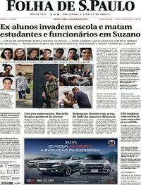Capa do jornal Folha de S.Paulo 14/03/2019