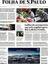 Capa do jornal Folha de S.Paulo 16/03/2019