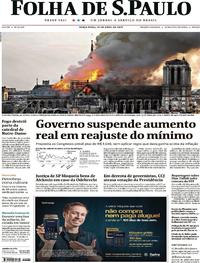 Capa do jornal Folha de S.Paulo 16/04/2019