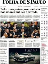 Capa do jornal Folha de S.Paulo 21/02/2019